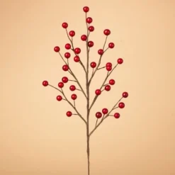 Artificial Matte Red Berry Spray - 18in