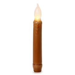 Battery Taper Candle - Mustard Wax - 6in - Pack Of 2