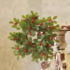Berry Candle Ring - Red-Tipped Holly With Berries - 3.5in