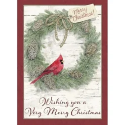 Boxed Christmas Cards - "Wreath With A Cardinal"