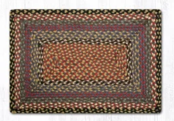 Earth Rug - Braided Jute Rectangle Rug - Burgundy/Blue/Gray - 20in X 30in