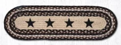 Earth Rug - Braided Stair Tread - Black Star - 8.25x27