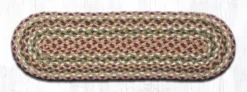 Earth Rug - Braided Stair Tread - Olive/Burgundy/Cream - 8.25x27