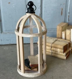 Candle Lantern - Cyrus - Distressed Wood - 22in H