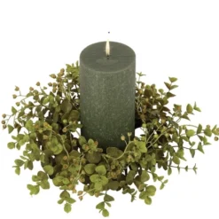 Green Leaf Candle Ring - Eucalyptus - Green - 4in