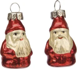 Christmas Ornament - "Miniature Santa Ornament Set" - Set Of 12