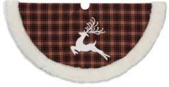 Christmas Tree Skirt Red/Black With Deer - 48in
