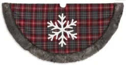 Christmas Tree Skirt Red/Gray With Snowflake - 48in