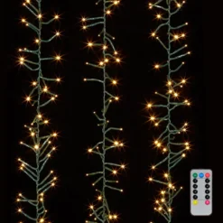 Cluster Garland Lights - 1300 Warm White LED Lights - Green Wire - 44ft