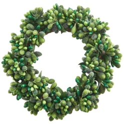 Dark Green/Light Green Frost Candle Ring - 3.75in