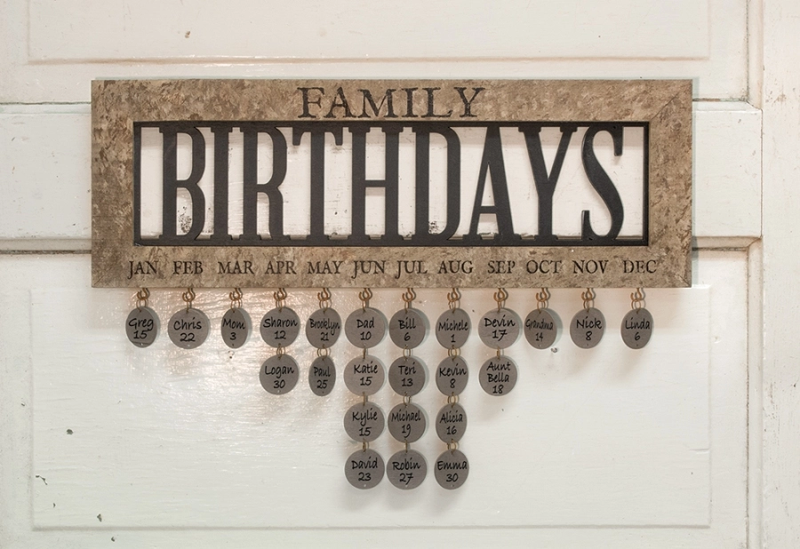 Decorative Birthday Calendar - Framed Family Birthday Calender - 18in