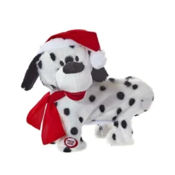 Decorative Figure - Animated Black And White Christmas Dog - 9in