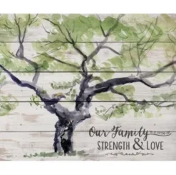 Decorative Pine Pallet Wall Sign - Our Family Is A Circle - Whitewash - 21in X 17.5in