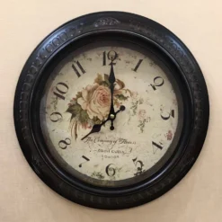 Decorative Wall Clock - Metal - Floral - 13.5in