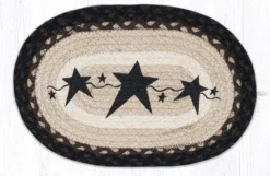 Braided Placemat - Small - Primitive Black Stars - 10in X 15in