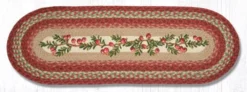 Earth Rug - Braided Oval Table Runner - Cranberries - 13in X 36in