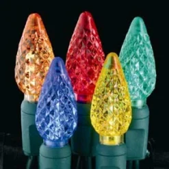 Faceted Christmas Lights - Multi Color C6 LED - Electric/Green Cord - Set/50