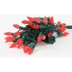 Faceted Christmas Lights - Red C6 LED - Electric/Green Cord - Set/50