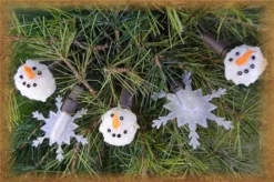 Mini Christmas Lights - Snowman/Snowflake - Electric/Brown Cord - Set/20