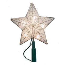 Electric Tree Topper - Silver Mesh Star - 8.5in