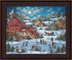 Framed Picture - Skating On Fox Pond - 24x20 - Bonnie White