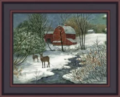 Framed Print - Deer In Snow - 20x16 - Bonnie Fisher