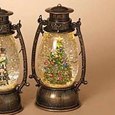 Lighted Water Lantern Snow Globe - Bronze - Christmas Tree