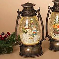 Lighted Water Lantern Snow Globe - Bronze - Snowman