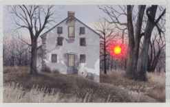 Lighted Canvas Pictures - Old Mill At Sunset - 12in X 20in