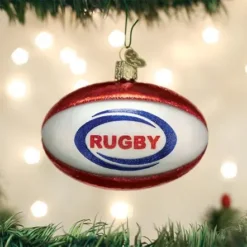 Old World Christmas Glass Ornament - Rugby Ball
