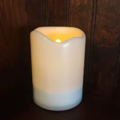 Outdoor Flameless Pillar Candle - Solar Power LED - 4in X 3in