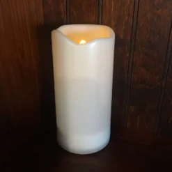 Outdoor Flameless Pillar Candle - Solar Power LED - 6in X 3in