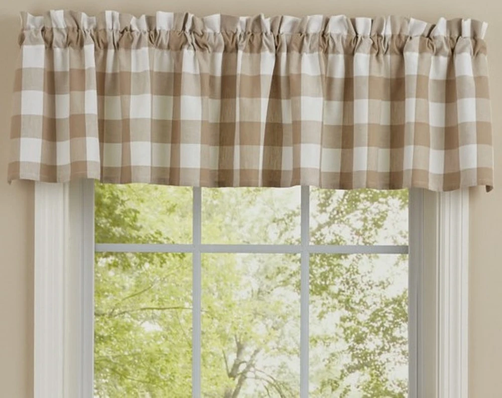 Park Designs Valance - Wicklow Check Natural - Unlined - 72in X 14in