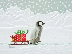 Petite Boxed Christmas Cards - "Gifted Penguin"