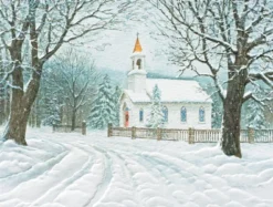Petite Boxed Christmas Cards - "Rural Church"