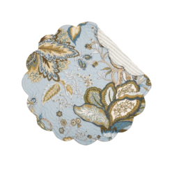 Round Quilted Placemat - Bethany Blue - Washable/Reversible - 17in