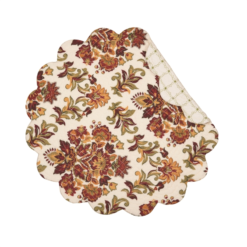 Round Quilted Placemat - Agnes - Washable/Reversible - 17in