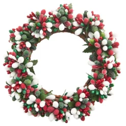 Red/White/Green Frost Candle Ring - 3.75in
