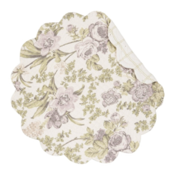 Round Quilted Placemat - Grace - Washable/Reversible - 17in