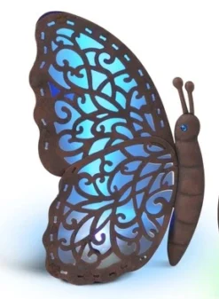 Solar Garden Statue - Blue Butterfly - 14in