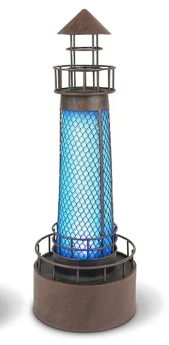 Solar Garden Statue - Blue Lighthouse Solar Light - 21in