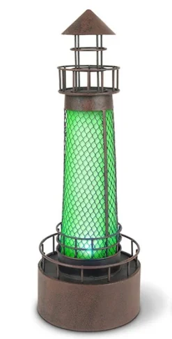 Solar Garden Statue - Green Lighthouse Solar Light - 21in