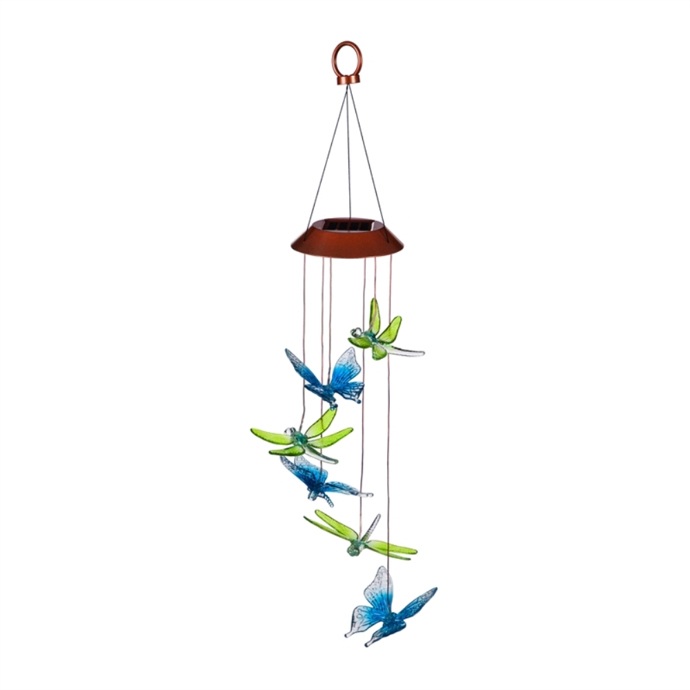Solar Wind Chime - Color-Changing Dragonfly/Butterfly - 26 Inch