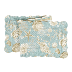 Rectangular Table Runner - Natural Shells - Quilted/Reversible - 51in X 14in