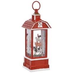 Water Lantern - Barn With Farm Animals - Battery Operated - 11.5in