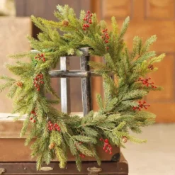 White Spruce Wreath - Red Berries - 21 Inch